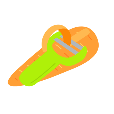 ピーラーでニンジンの皮をむく無料イラスト｜調理実習・家庭科教材向け素材