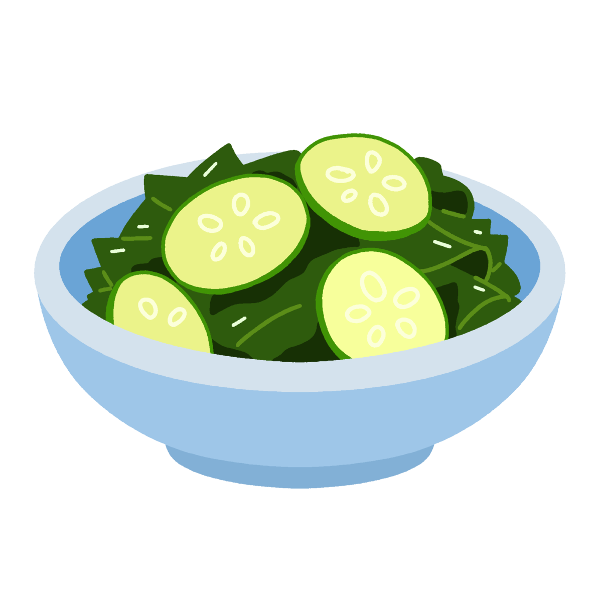 わかめときゅうりの酢の物の無料イラスト｜給食メニュー紹介プリント用素材