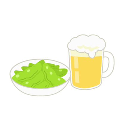 ビールジョッキと枝豆の無料イラスト｜夏・居酒屋メニュー向けフリー素材