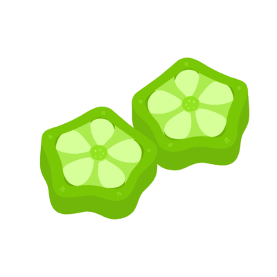 カットしたオクラの無料イラスト｜給食だより・食育プリント用素材