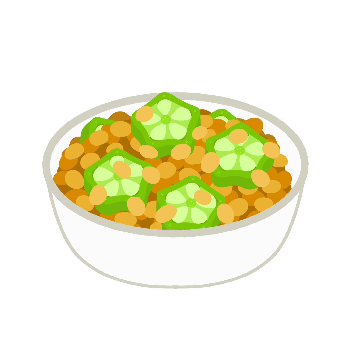オクラ納豆の無料イラスト｜給食・食育プリント向けフリー素材