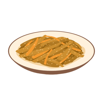 きんぴらごぼうの無料イラスト｜和食・給食プリント向けフリー素材