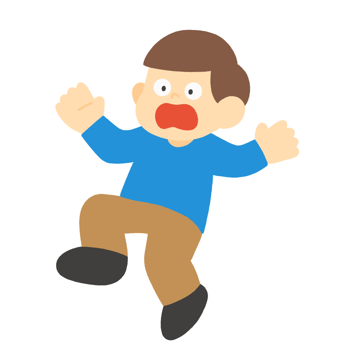 びっくりして驚く男性の無料イラスト｜お知らせ・注意喚起の素材