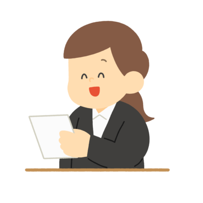 窓口で受け付ける女性の無料イラスト（スーツ姿）｜行政・ビジネス受付用素材