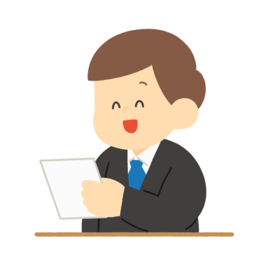 窓口で受け付ける男性の無料イラスト（スーツ姿）｜行政・ビジネス受付案内用素材