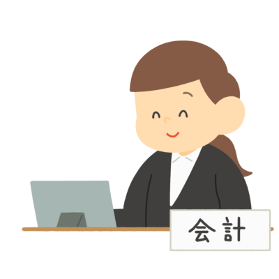 市役所の会計窓口の女性（スーツ姿）の無料イラスト｜行政・自治体広報向け素材