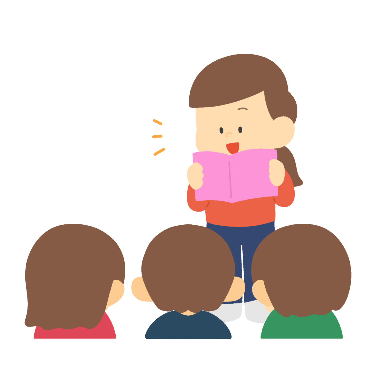 発表する女の子の無料イラスト｜小学校・授業参観向け素材