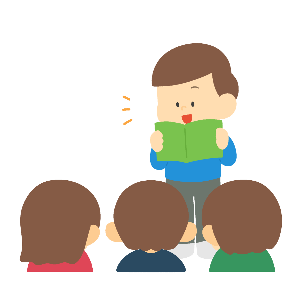 発表する男の子の無料イラスト｜小学校・授業参観向け素材