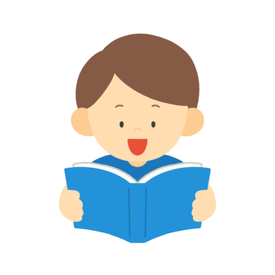 本を読む男の子の無料イラスト｜読書推進・図書だより向け素材