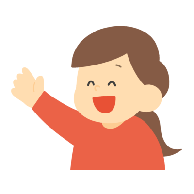 元気よく挙手する女の子の無料イラスト｜授業・学校配布プリント向け素材