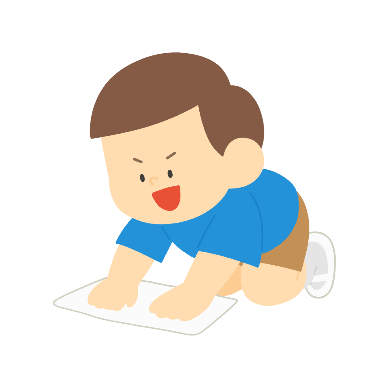 雑巾がけをする男の子の無料イラスト｜清掃・美化活動の学校プリント向け素材