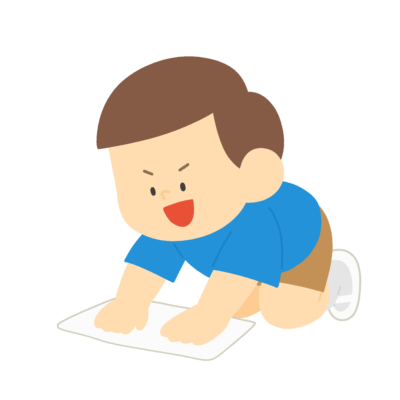 雑巾がけをする男の子の無料イラスト｜清掃・美化活動の学校プリント向け素材