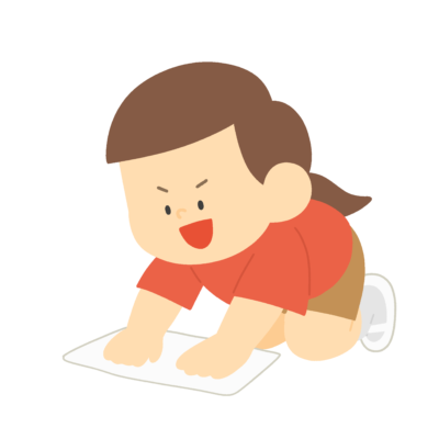 雑巾がけをする女の子の無料イラスト｜学校清掃・美化活動向け素材