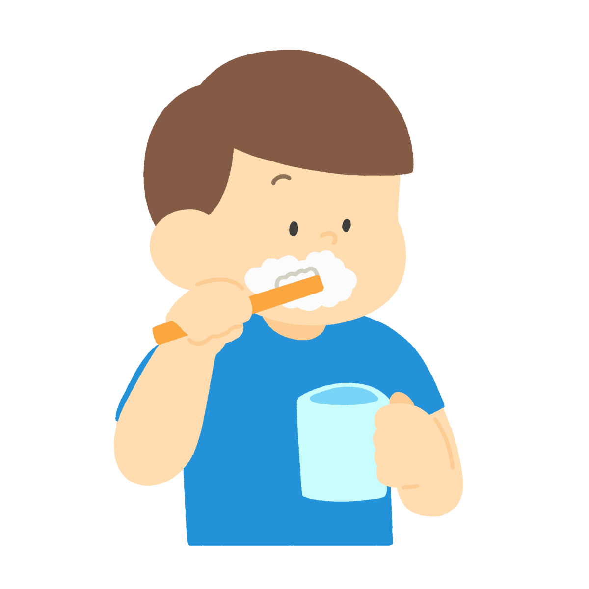 歯磨きをする男の子の無料イラスト｜保健だより・むし歯予防プリント向け素材