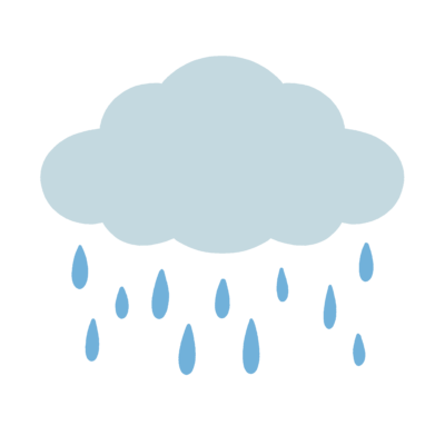 雲と雨の無料イラスト|梅雨・天気プリント向けカラー素材