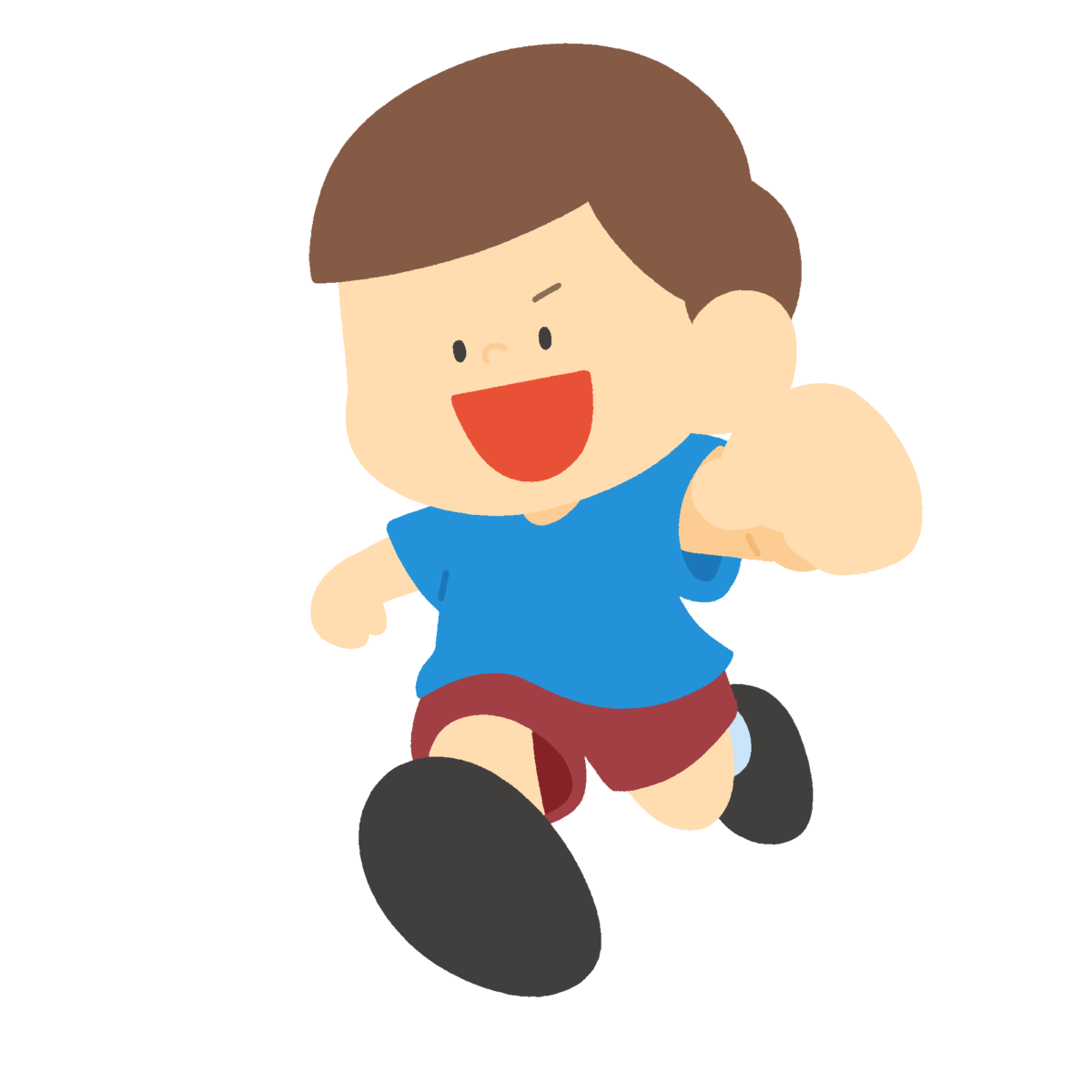 元気に走る男の子の無料イラスト｜運動会・秋の学校行事向けカラー素材