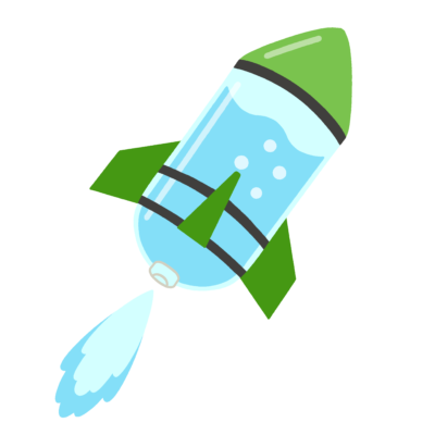 ペットボトルロケットの無料イラスト｜理科工作・夏休み自由研究素材