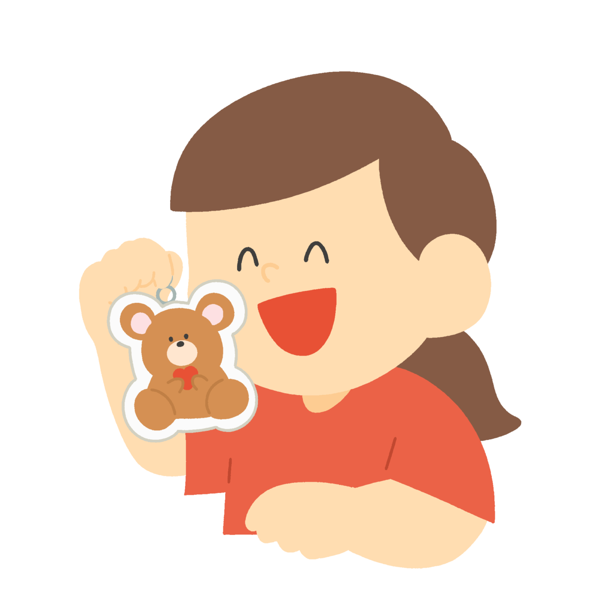 プラ板工作をする女の子の無料イラスト｜図工・ものづくり授業プリント用素材