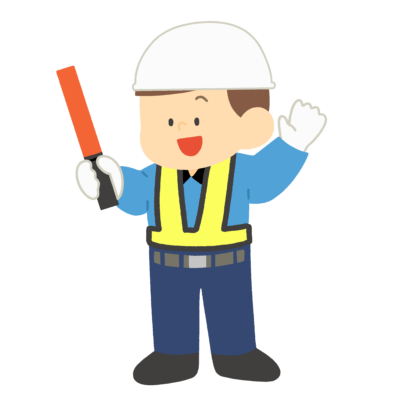 赤色棒を持った交通誘導員の無料イラスト｜交通安全・自治体広報用素材