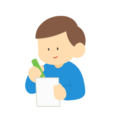 メモをとる男の子の無料イラスト｜授業・学習プリント用素材