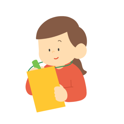 社会科見学で探検バッグに書く女の子の無料イラスト｜遠足・校外学習プリント用素材