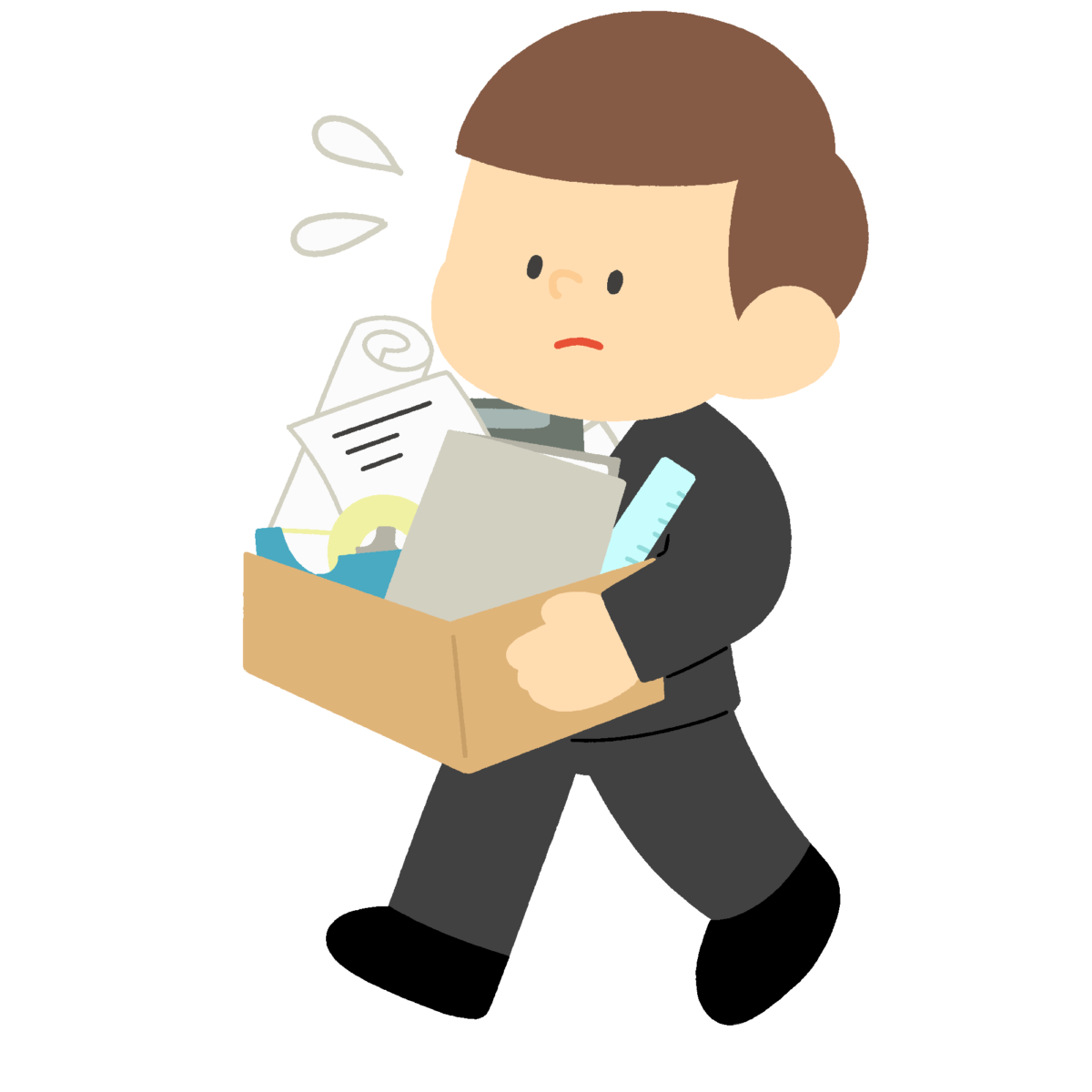 部署異動で引っ越しする人の無料イラスト｜ビジネス・社内通知用素材