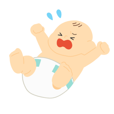 おむつ替え中の赤ちゃんの無料イラスト|保育・子育て支援素材