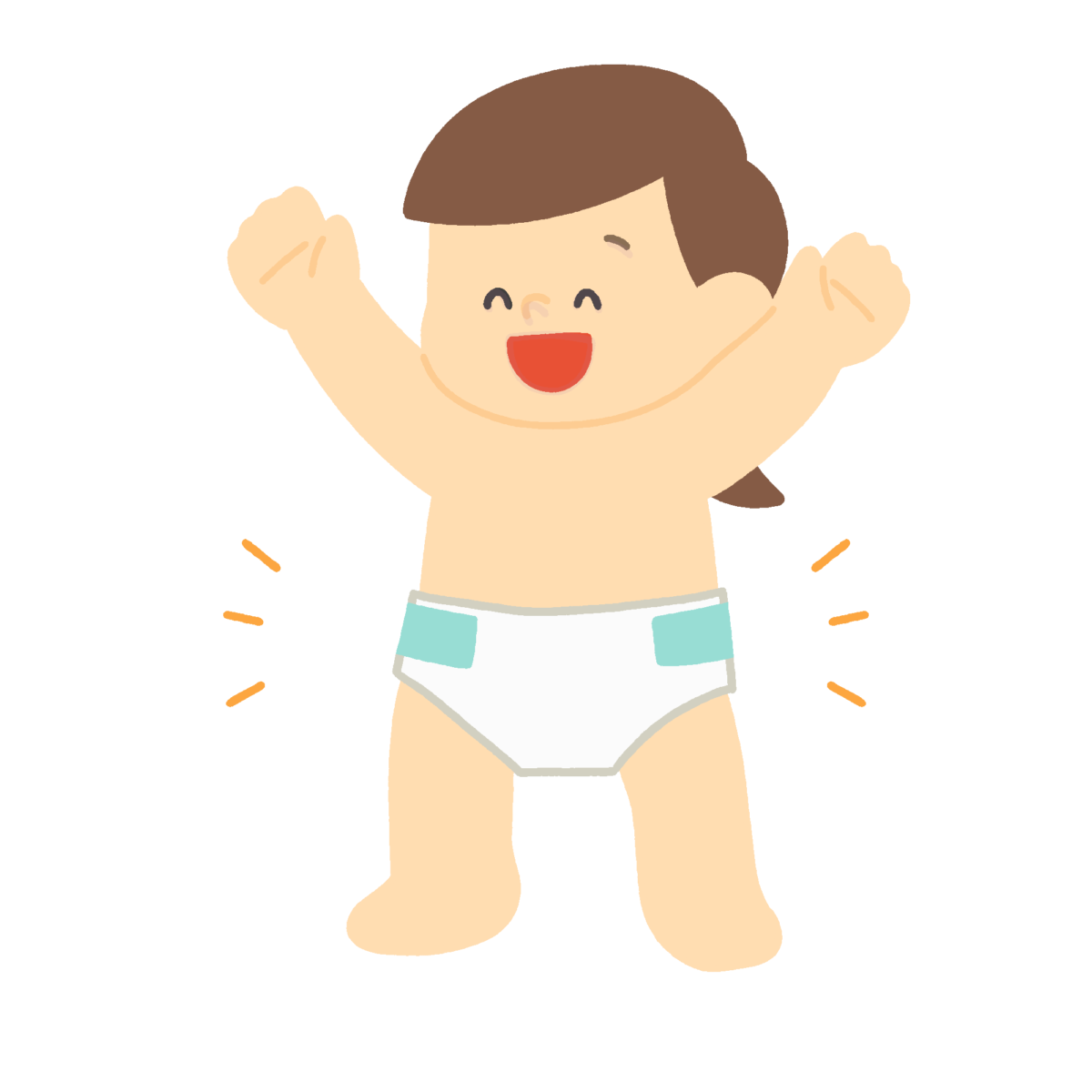 オムツを履いた女の子の無料イラスト｜保育・子育て支援向け素材