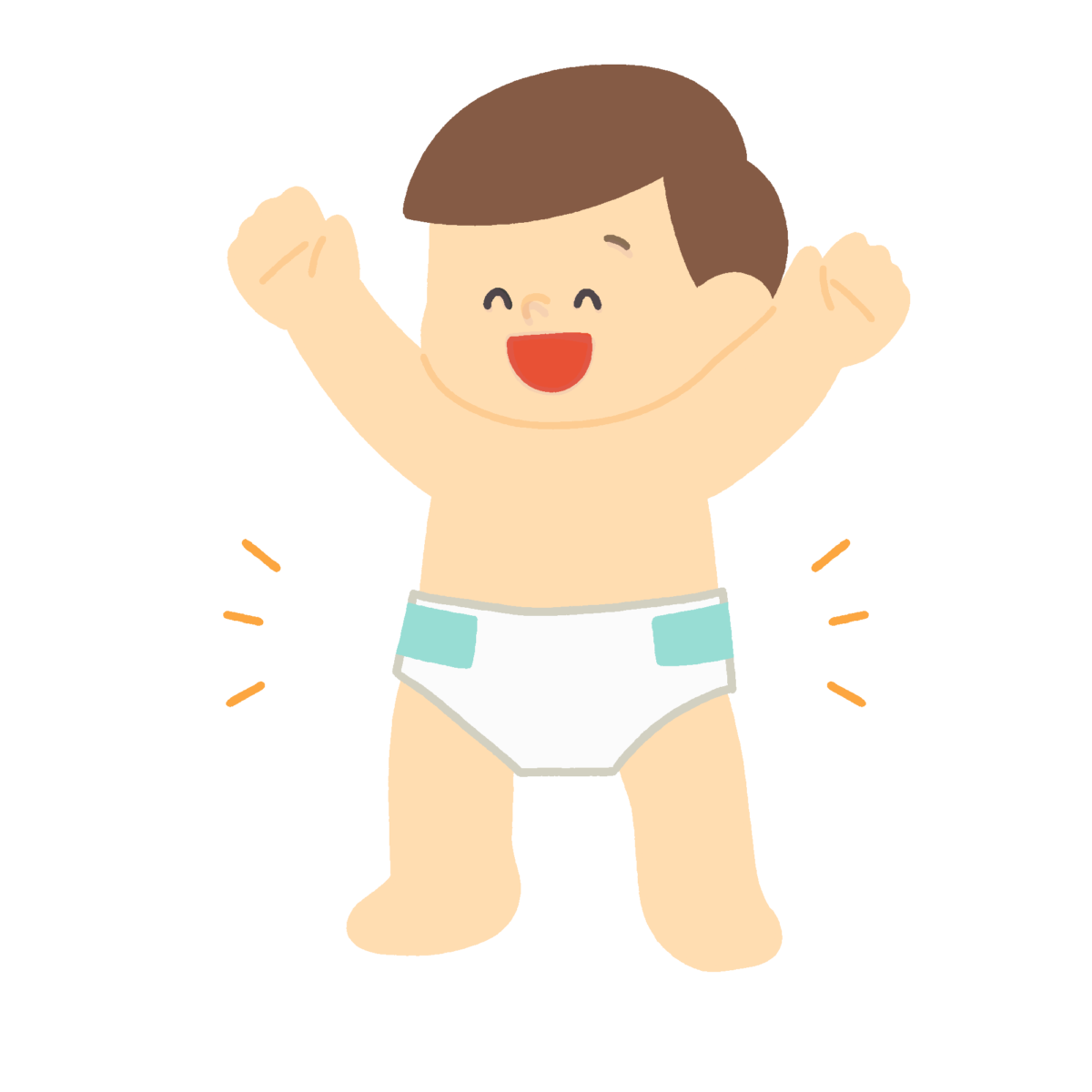 オムツを履いた男の子の無料イラスト｜保育・子育て支援向け素材