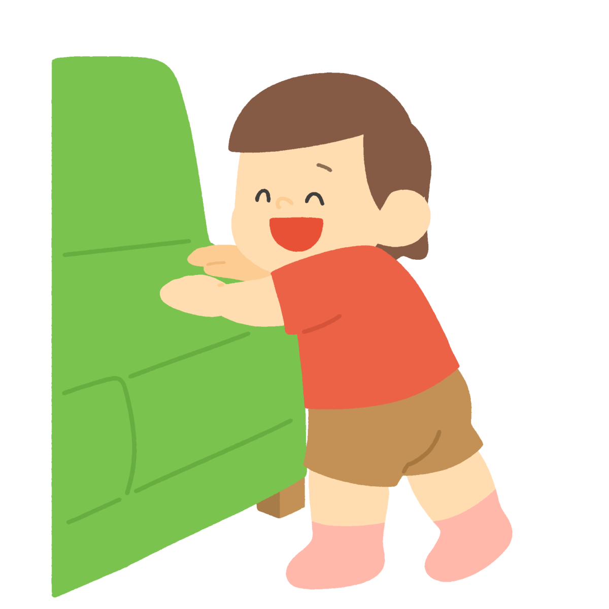 伝い歩きをする女の子の無料イラスト｜育児・保育向け素材