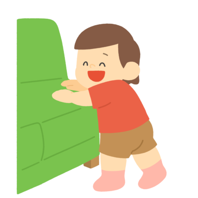 伝い歩きをする女の子の無料イラスト｜育児・保育向け素材