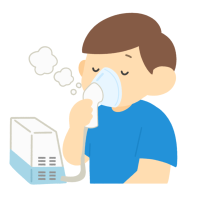吸入器をする男の子の無料イラスト｜保健だより・医療福祉向け素材