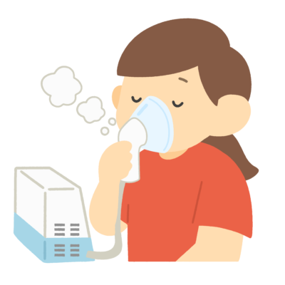 吸入器をする女の子の無料イラスト｜保健だより・医療福祉向け素材