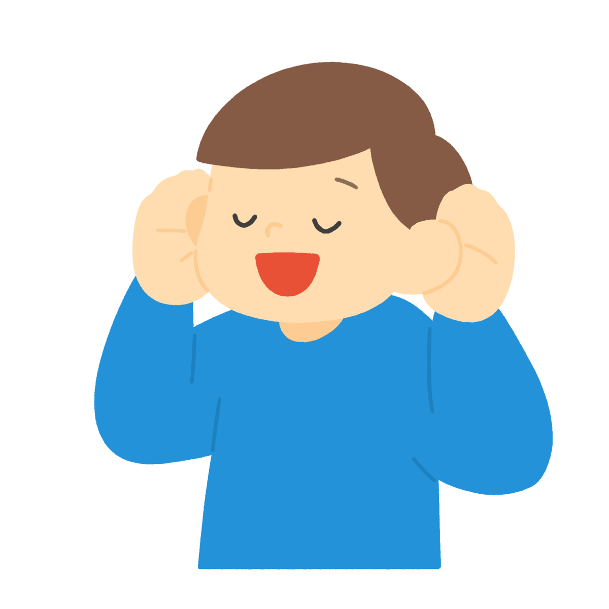 耳を澄ます男の子の無料イラスト｜音楽授業・学級掲示向け素材