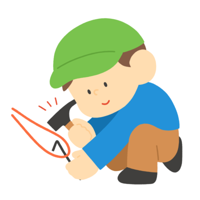 ペグを打つイラストの無料素材｜キャンプ・テント設営向け