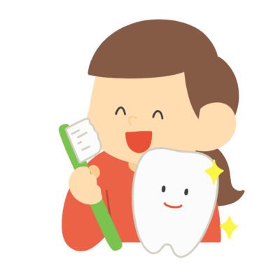 歯磨きを勧める女の子の無料イラスト|保健だより・歯科指導向け素材
