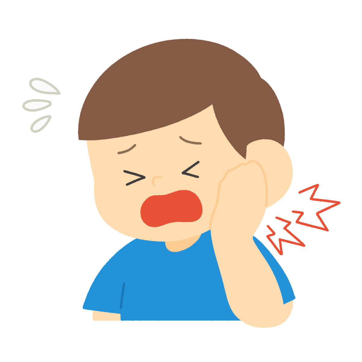 虫歯が痛い男の子の無料イラスト｜歯科検診・保健だより用素材