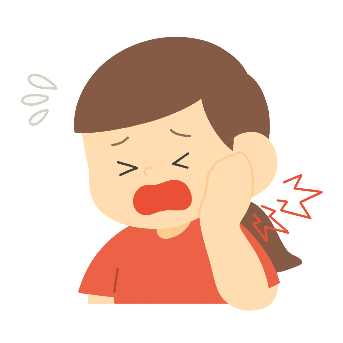 虫歯が痛い女の子の無料イラスト｜歯科検診・保健だより用素材
