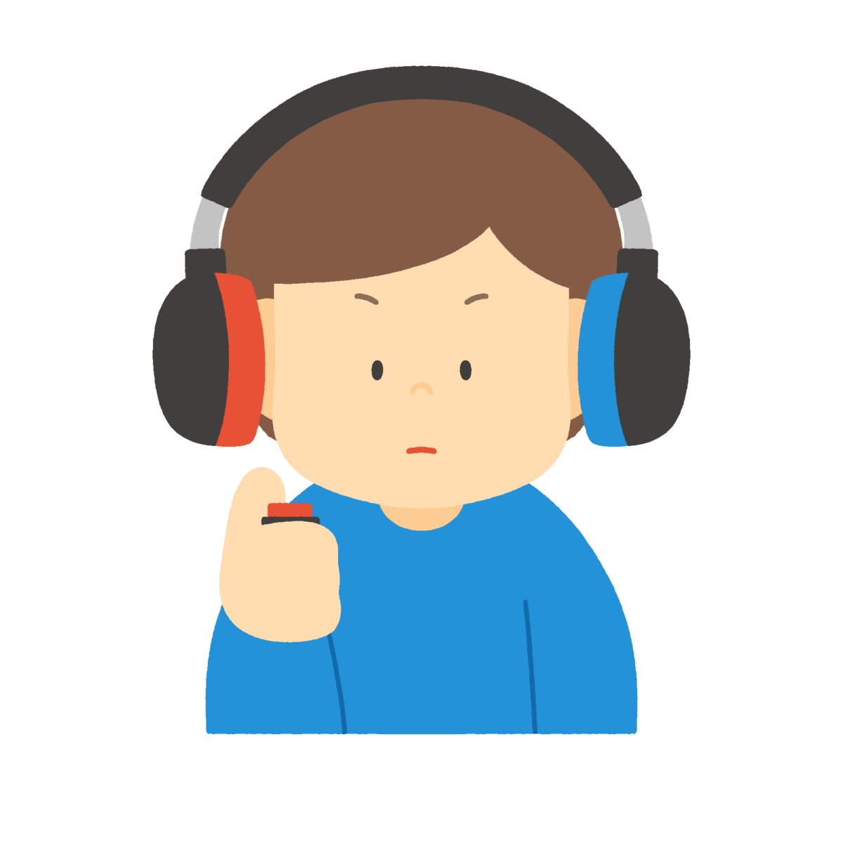 聴力検査を受ける男の子の無料イラスト｜耳鼻科検診・保健だより用素材