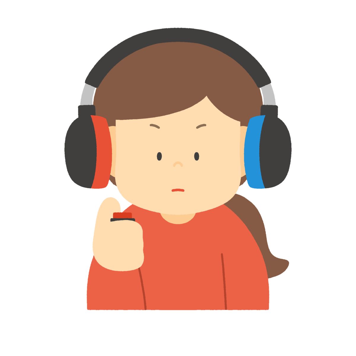 聴力検査を受ける女の子の無料イラスト｜耳鼻科検診・保健だより用素材