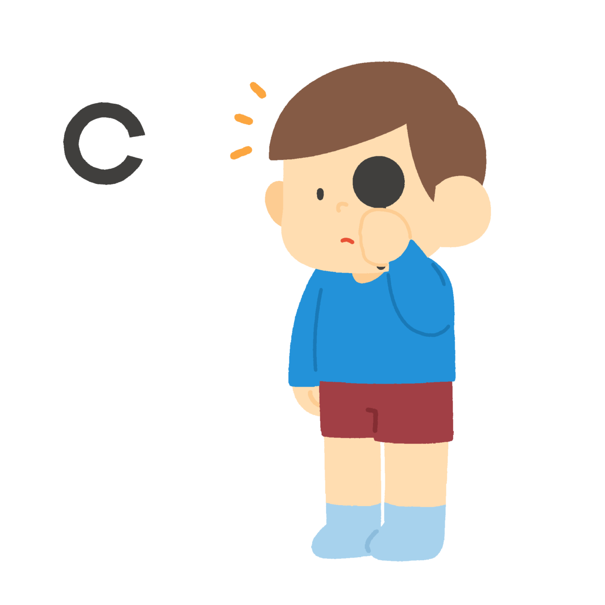 視力検査を受ける男の子の無料イラスト｜眼科検診・保健だより用素材