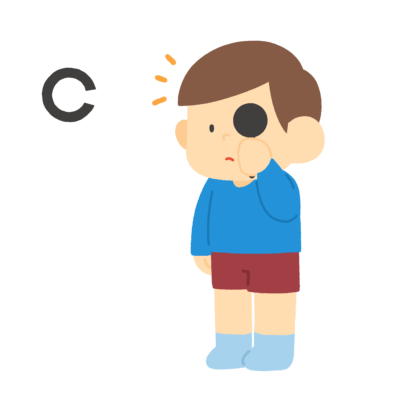 視力検査を受ける男の子の無料イラスト|眼科検診・保健だより用素材