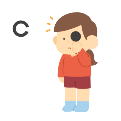 視力検査を受ける女の子の無料イラスト｜眼科検診・保健だより用素材