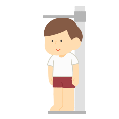 身長計で身長を測る子どもの無料イラスト｜身体測定・保健だより用素材