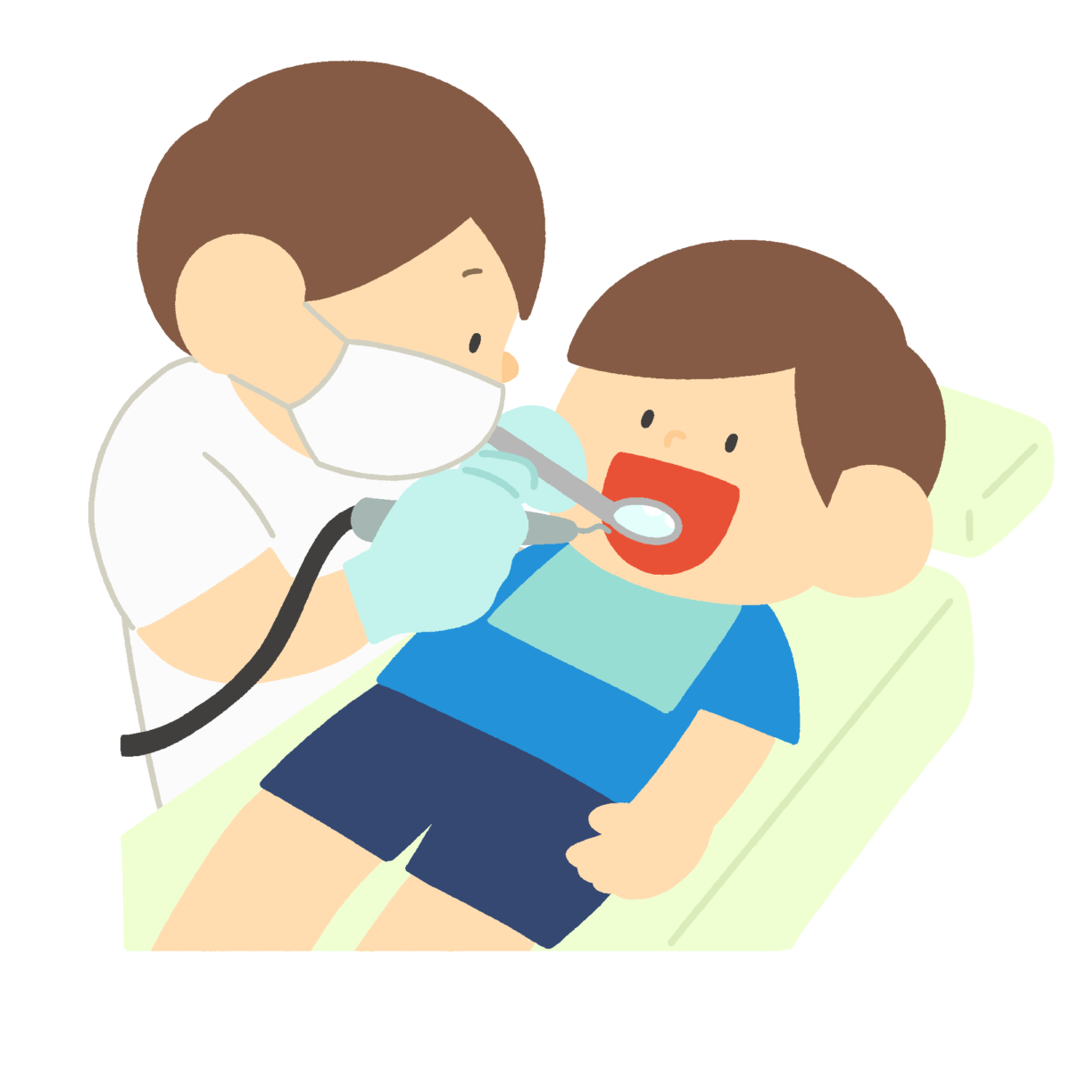 歯科検診を受ける子どもの無料イラスト｜歯科検診・保健だより用素材