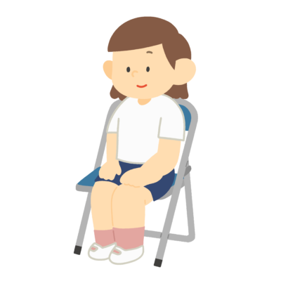 パイプ椅子に座る体操服の女の子の無料イラスト｜健康診断・学校行事用素材