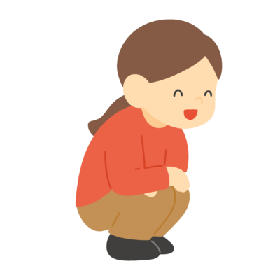 しゃがんで話を聞く女性の無料イラスト|保育・保健指導向け素材