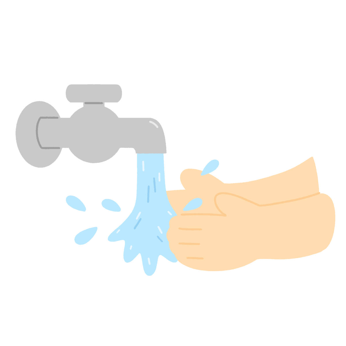 水道で手を洗う様子の無料イラスト｜保健指導・手洗い啓発素材