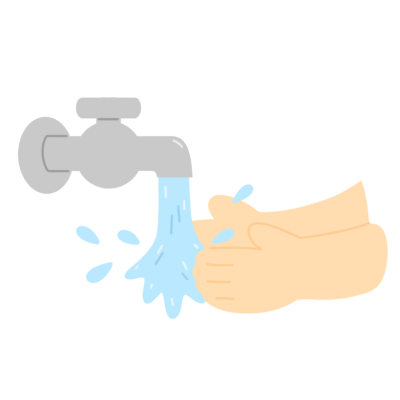 水道で手を洗う様子の無料イラスト|保健指導・手洗い啓発素材