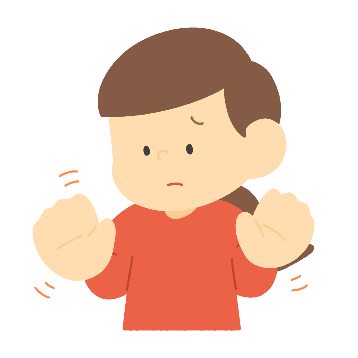 両手を振って拒否する女の子の無料イラスト｜生活指導向け素材